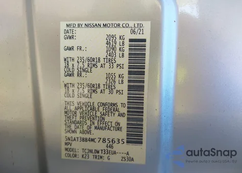 2021 Nissan Rogue Sv Intelligent Awd from USA, damaged, VIN 5N1AT3BB4MC785635